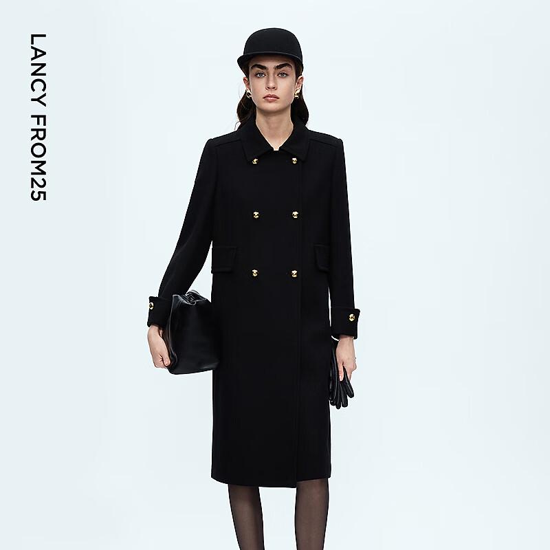 

Langzi Women s Wool Blend Double-Breasted Lapel Coat S