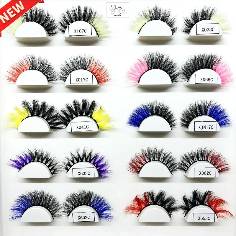 25mm mink lashes color false eyelashes thick and exaggerated eyelash personality fake lashe beauty eye lash extension makeup set