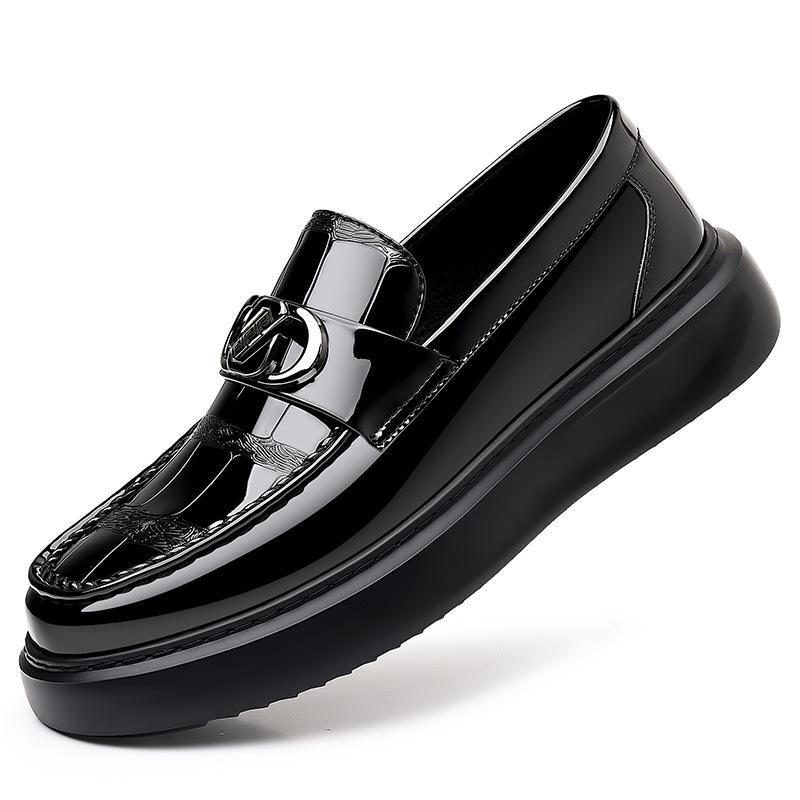 British Style Business Leather Luxury Shoes Men New Fashion Retro Casual Bright Men's Shoes Low Top Platform Korean Loafers Men