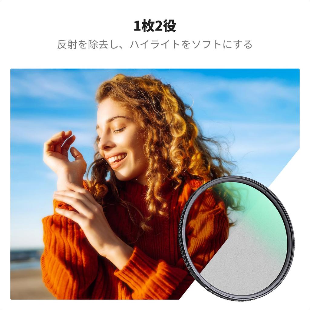 CONCEPT 77mm Black Mist CPL Filter with Softening and Polarization Circular Ideal for Video and Portraits K&F 1/4" & Filter, 2-in-1 Multi-Function