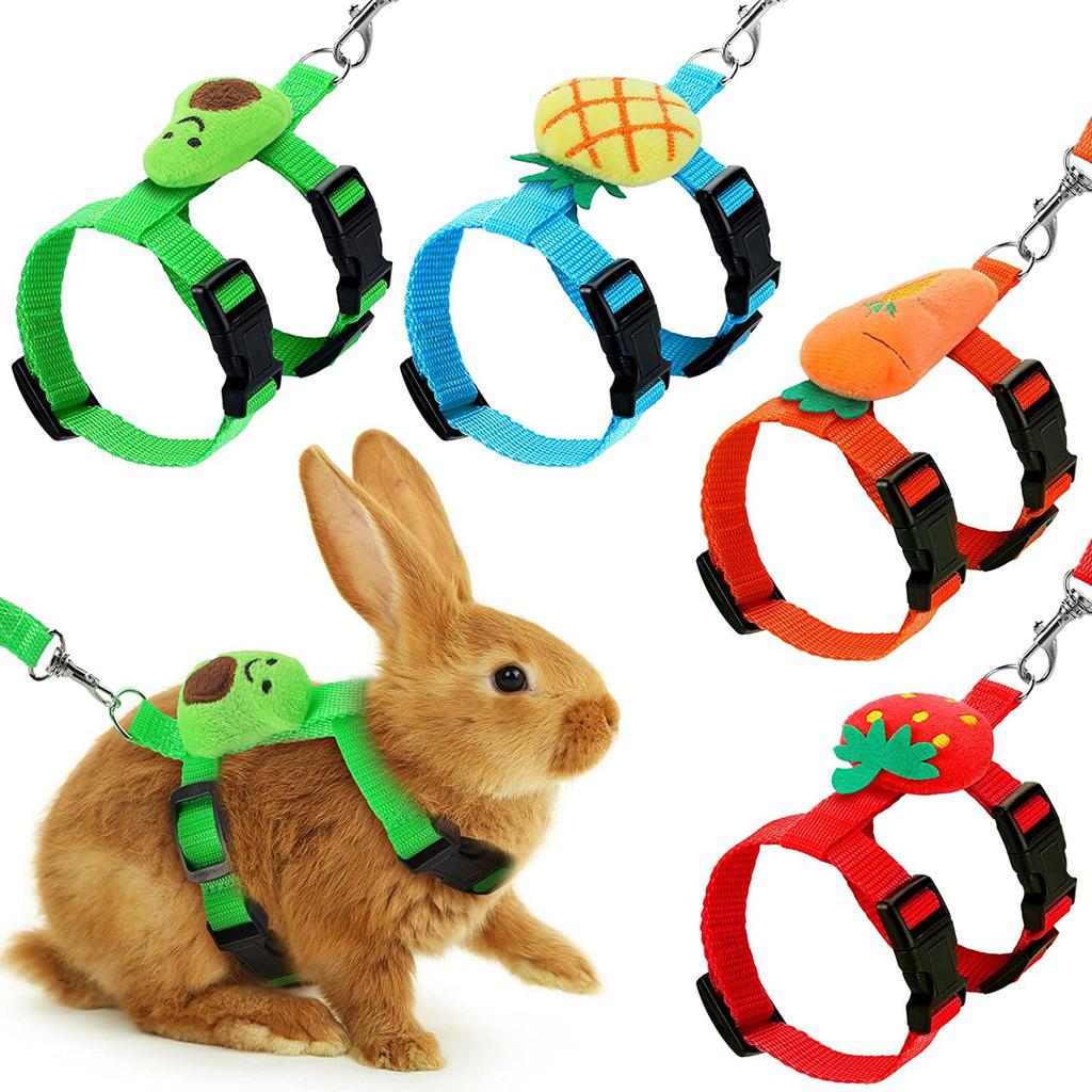 Rabbit Harnesses Small Animal Harness and Leash Set No Escape Adjustable Cute Costume for Hamster Bunny Guinea Pig