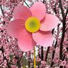 1x Pink Cherry Blossom Windmill Stake Standing Lawn Cherry Flower Pinwheel Rotating Peach Blossom Wind Spinner Garden Decoration