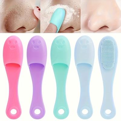 Silicone Nose Brush - 1pc, Portable Dual-Head Facial Pore Cleanser, Massage Scrubber, Beauty Cleaning Tool for Applying Exfoliating Nose Brush