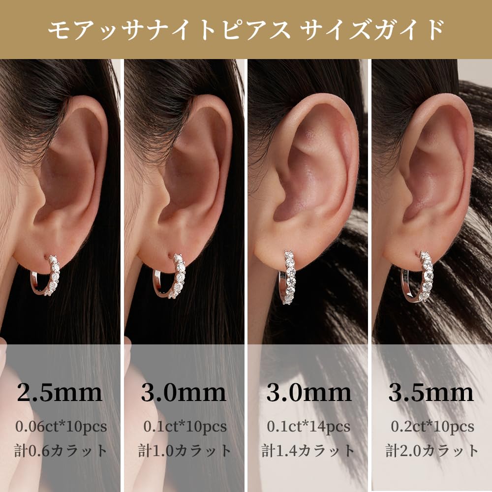 KRKC&CO Moissanit Creolen für Damen, 925er Sterlingsilber, 11 mm Innendurchmesser, Hypoallergen, 0,6 Karat Gesamtkarat, 20G Sterlingsilber mit Synt