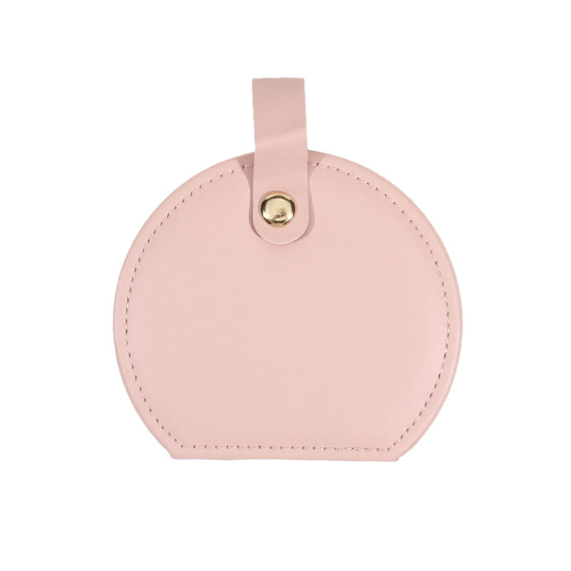 Portable Semi-Circular Small Travel Jewelry Case for Women Compact Top Handle Ring Necklace Earring Organizer Box