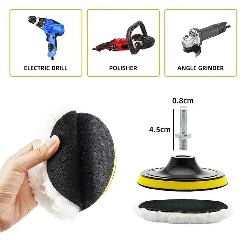 5Pcs Car Polishing Pad Set Wool Buffing Wheel Tool 3/4/5 inch Drill Polish Disc Kit for Car Polisher Auto Paint Waxing Care