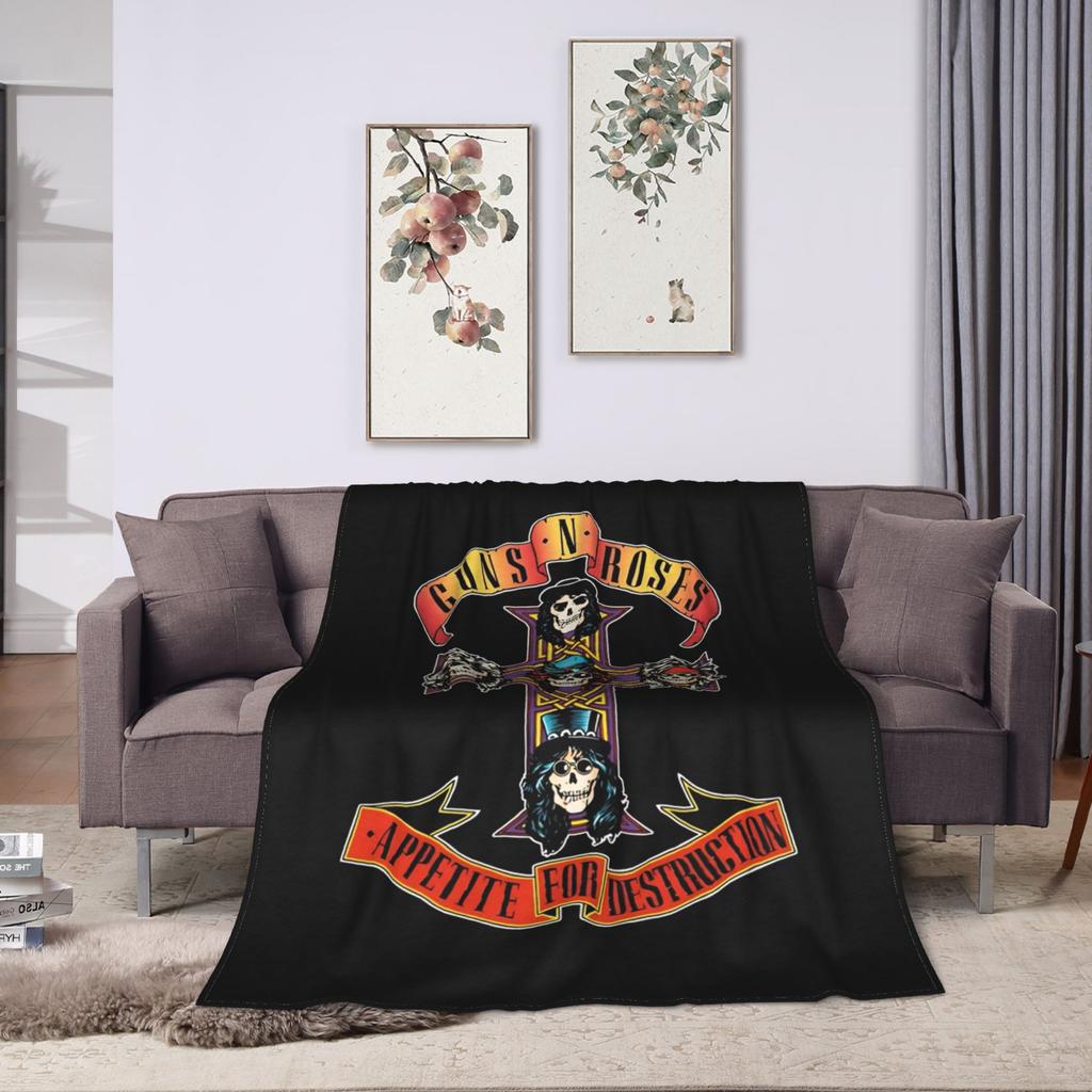 Guns N Roses Band  Warm Soft Blanket  Travel Office Plush Throw Blanket Novelty Couch Chair Flannel Bedspread Sofa Bed Cover