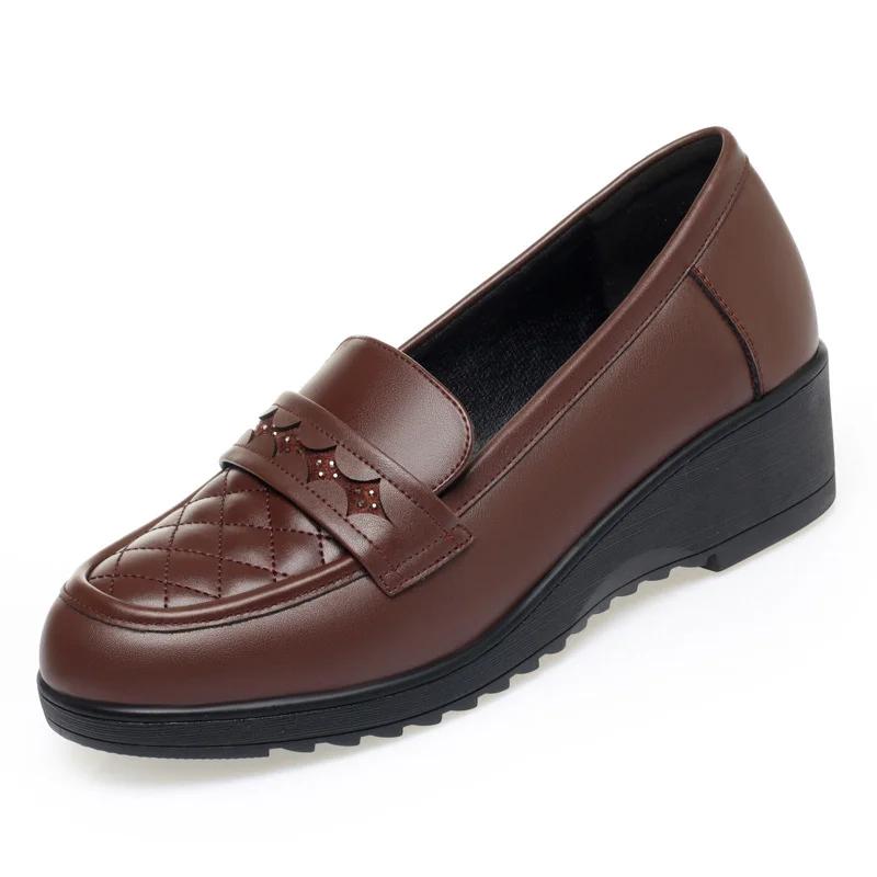 Fashion Retro Black Loafers Shoe For Women Spring New Comfort Soft Leather Low Heel Single Shoe British Round Head Shoes