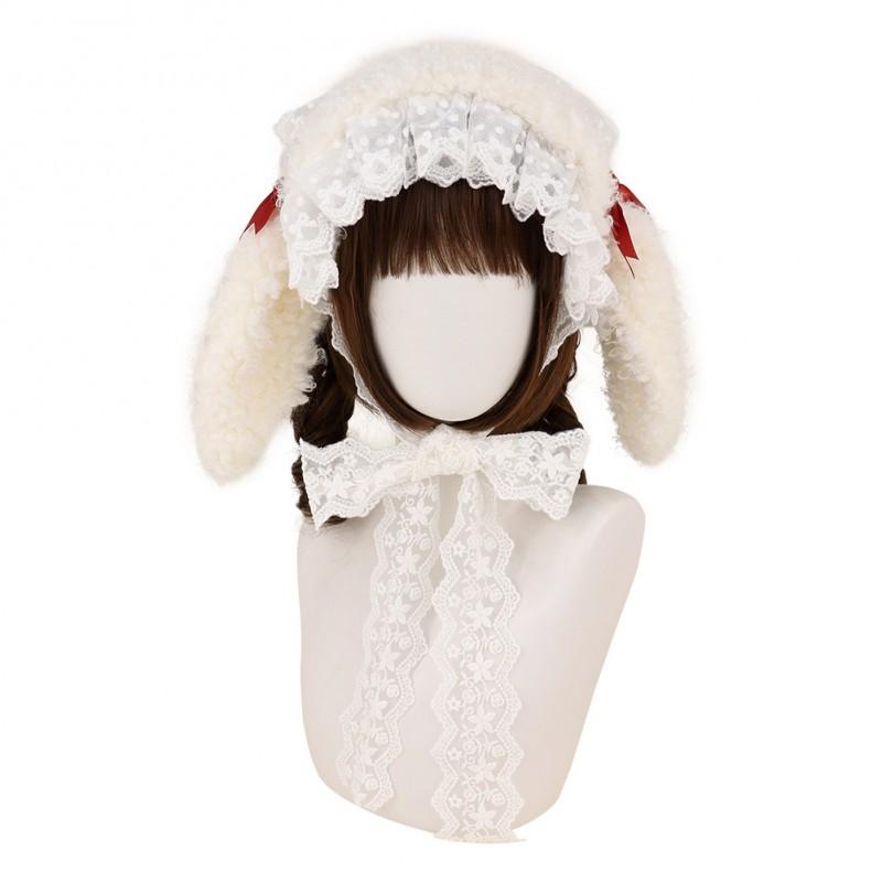 Soft Kawaii Rabbit Ear Headband With Lace Bow Girls Anime Lolita Style Hair Accessory