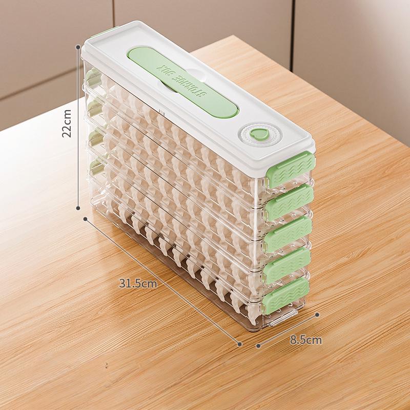Narrow-Edge Food-Grade Multi-Layer Dumpling Storage Box with Non-Stick Bottom, Fresh-Keeping, Sealed for Refrigerator Side Door.