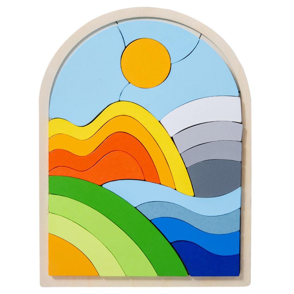 Irregular Shapes Wooden Rainbow Blocks Wood Irregular Puzzles  Preschool Learning