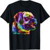 Pug Pop Art Colorful Portrait Carlino for Dog Lovers T-Shirt for Men Women Girls Kids