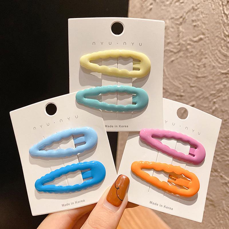 Colorful Teardrop Oval Hair Clips for Women - Stylish Side Bangs & Wavy Hair Accessories