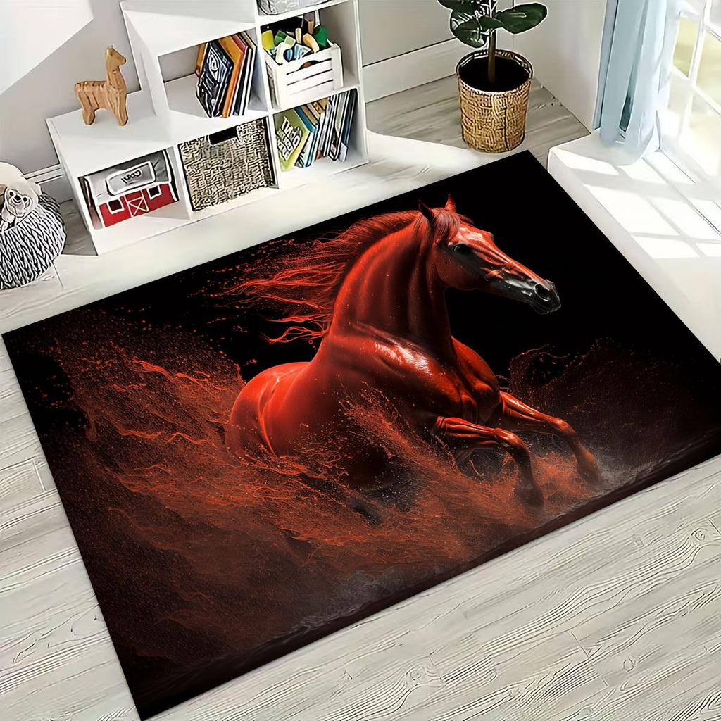 Traum Galopp Ross Pferd Mustang Cartoon Kunst Teppich Teppich für Schlafzimmer Wohnzimmer Sofa Haus Fußmatte Dekor, Kinder Rutschfeste Bodenmatte