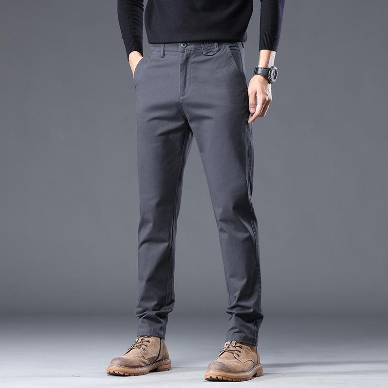 Spring and Summer New Men's Casual Pants Solid Color Business Straight Slim Fit Fashionable Personality Trousers Men