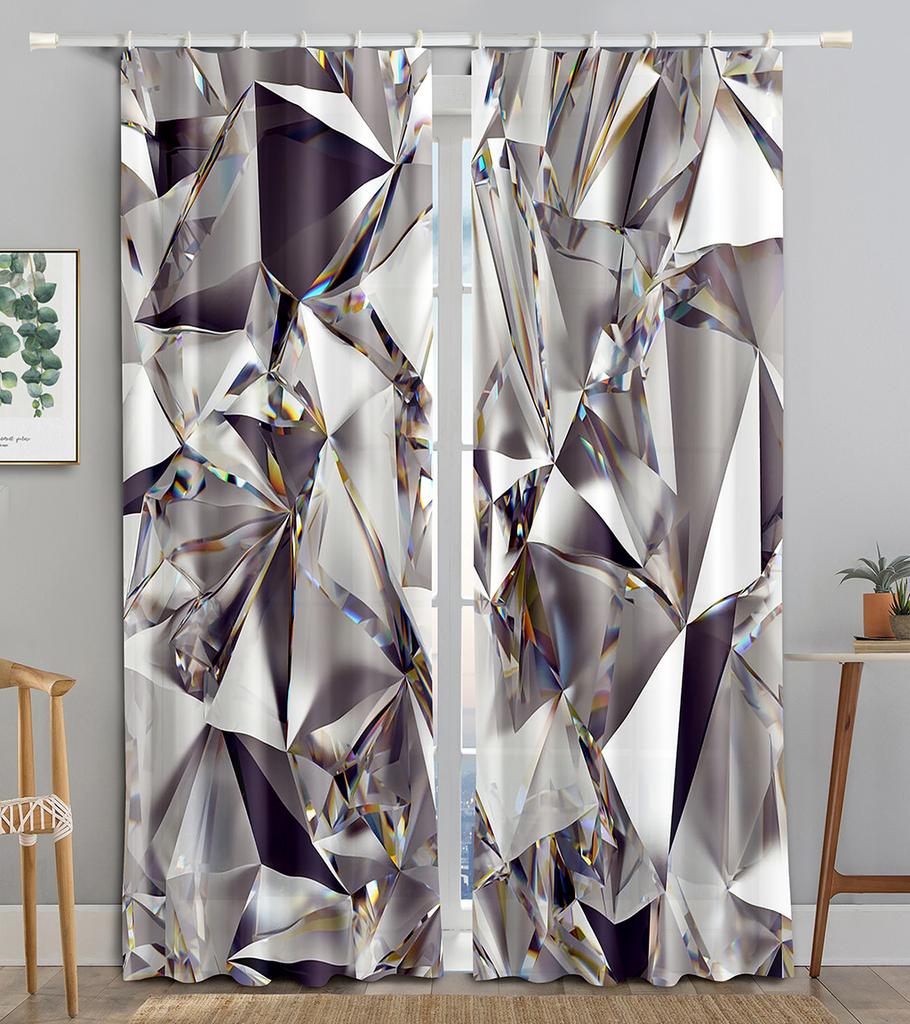 Abstract Luxury Vibrant Texture Shiny Blackout Window Curtain for Living Room Bedroom Bathroom Kicthen Door Cupboard Decor Hooks