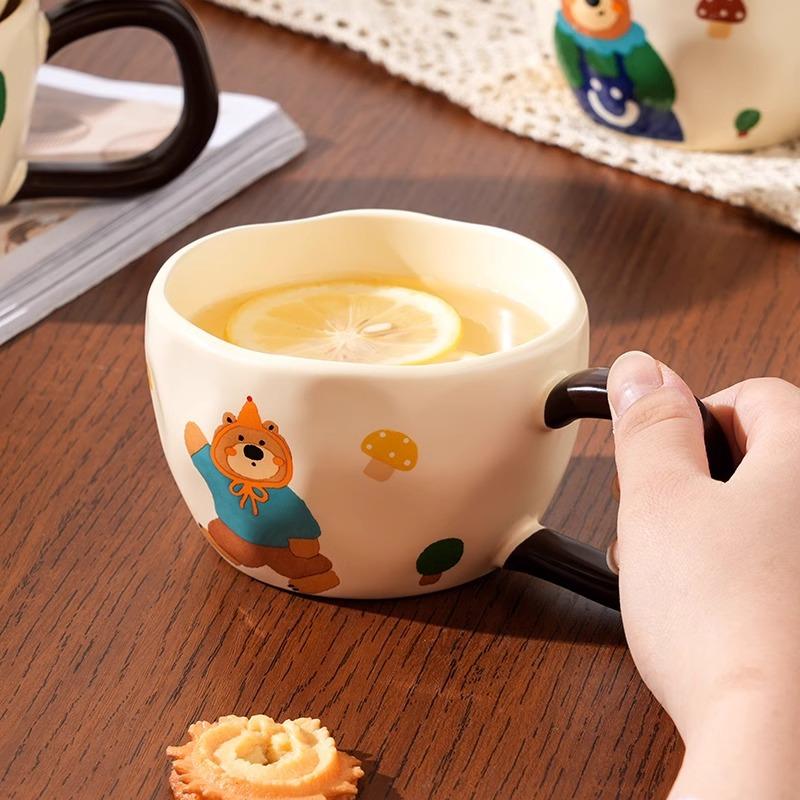 

Нишевый дизайн Креативная керамическая кружка с большими ушами, ручная, бытовая, парная для пары, чашка для завтрака, кофейная чашка 350ML