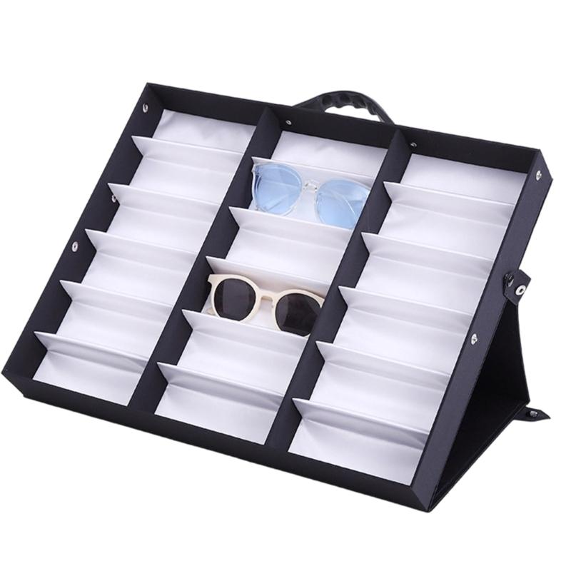 Portable Eyeglass Display Case with Soft Lining and Multiple Sections Storage Case for Neat Storage and Travel Use