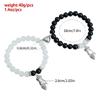 2Pieces Elegant Crystal Bead Bracelet Magnetic Clasp Handchain for Couples Adjustable Matching Wristbands Accessory