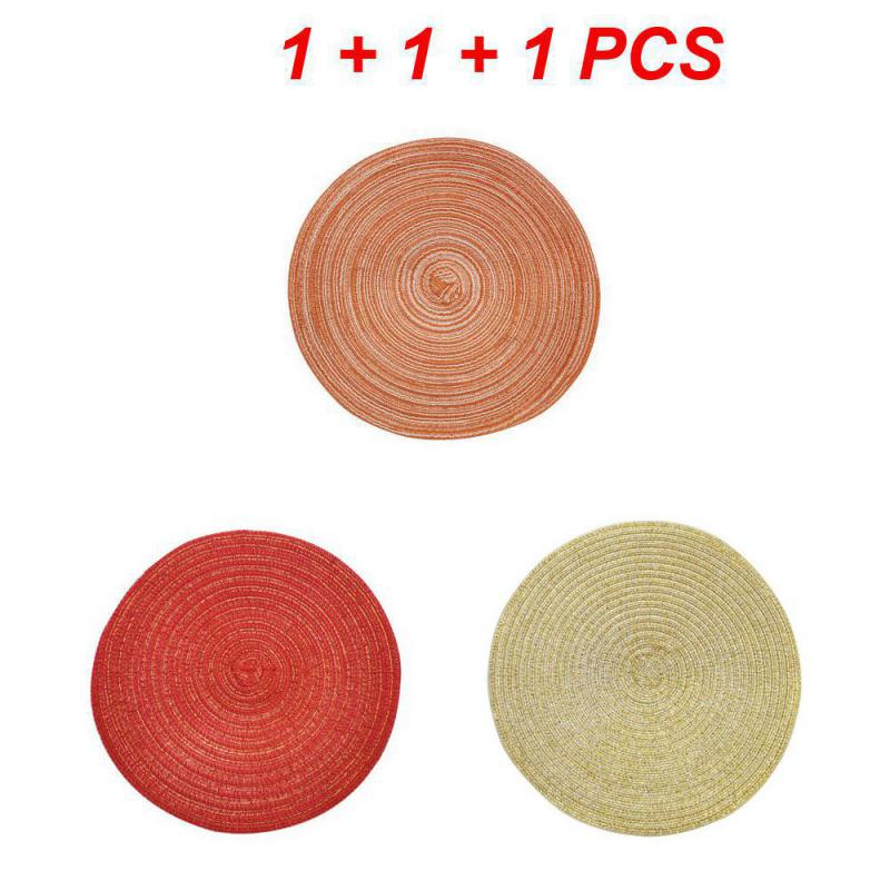 2/3/4PCS Heat Insulation Mat Round Woven Heat-resistant Placemats Washable Houseware Tableware Pad Stain Resistant Anti-skid