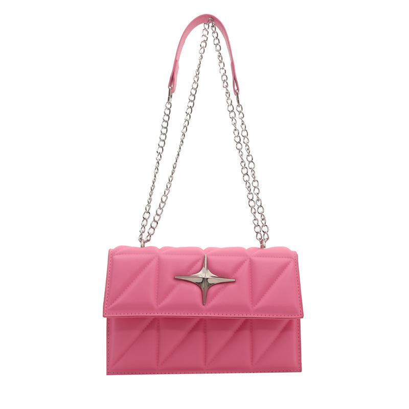 

Rhombus chain small square bag women s bag 2024 new fashion shoulder bag texture versatile messenger bag рожевий