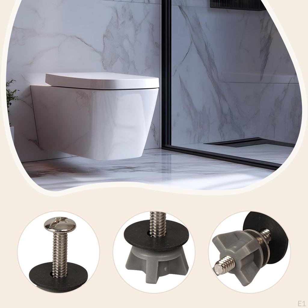 2Pcs Toilet Seat Bolts Repair Parts Accessory Stable Mounting Fits 1-1.5cm Holes Anti Slip Rubber