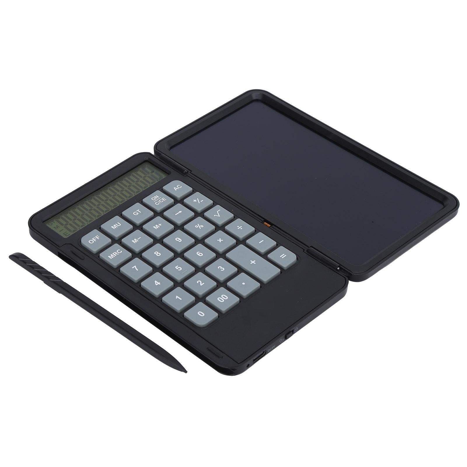 

Калькулятор Планшет для письма Черный ЖК-дисплей 12 разрядов Заряжаемый Складной Портативный Доска для рукописного ввода
