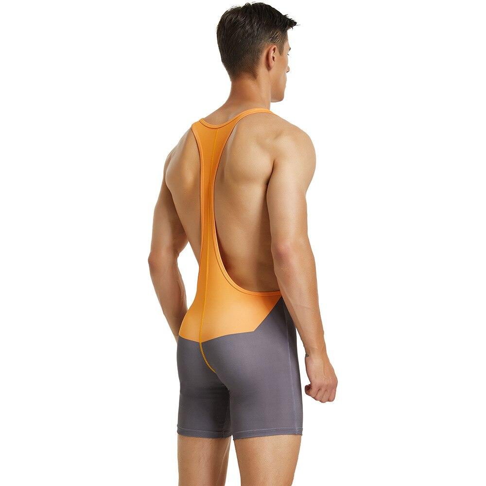 Men's Tight Vest Wrestling Suit Fitness Swimming Gym Shorts Lingerie Bodysuit