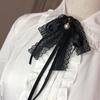 Pearl Black Bow Brooch Pin Bowknot Lace Ribbon Badge Brooch Sweet Black Ribbon Pin  Funeral