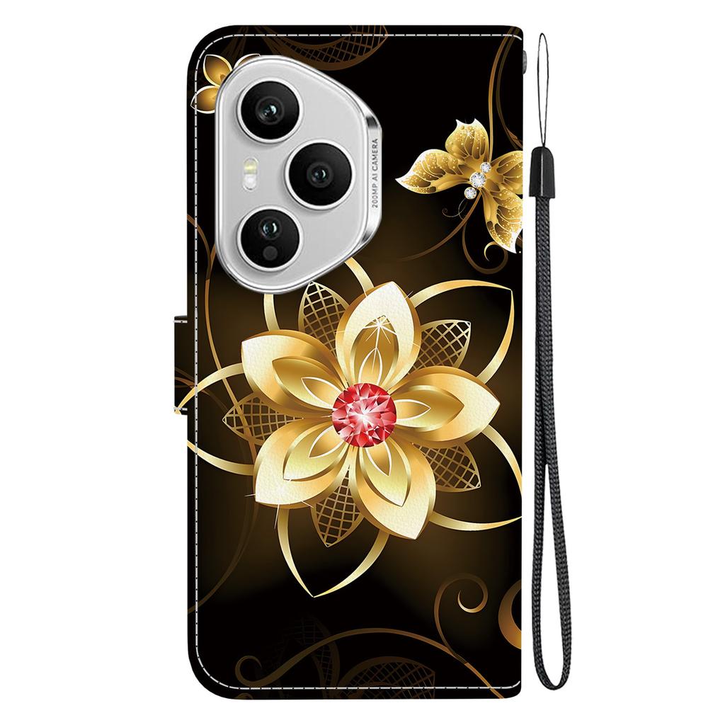 For Honor 400 Pro 5G (Global) Case Pattern Printing Leather Flip Wallet Phone Cover with Lanyard