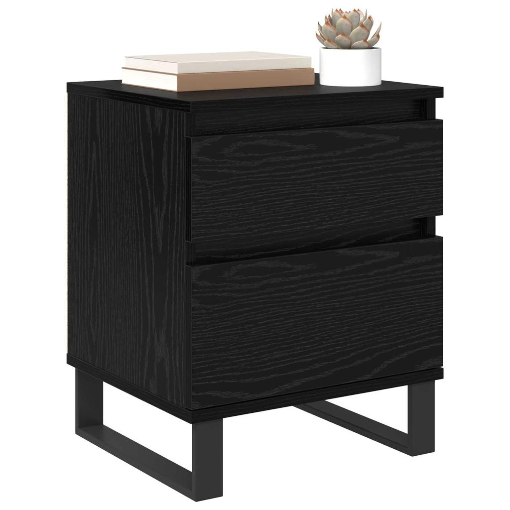 Nightstand Black Oak Effect 40 x 35 x 50 cm Engineered Wood