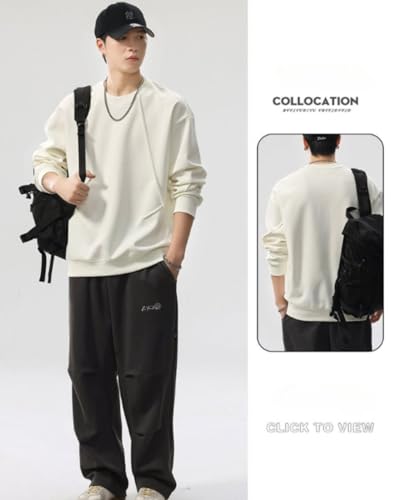 Men's Autumn/Winter Sweatshirt, Long Sleeve, Plus Size, Simple, Stylish, Round Collar, Popular, Solid Color, Pullover, Cool, Casual, Loose Fit, Comfor