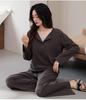 Women's Autumn Cotton Pajama Set with Chest Pad - Long Sleeve, Long Pants, Sporty Outdoor Homewear