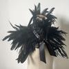 Feather Shrug Shawl Cosplay Halloween Costume Gothic Lace Up Shoulder Wrap