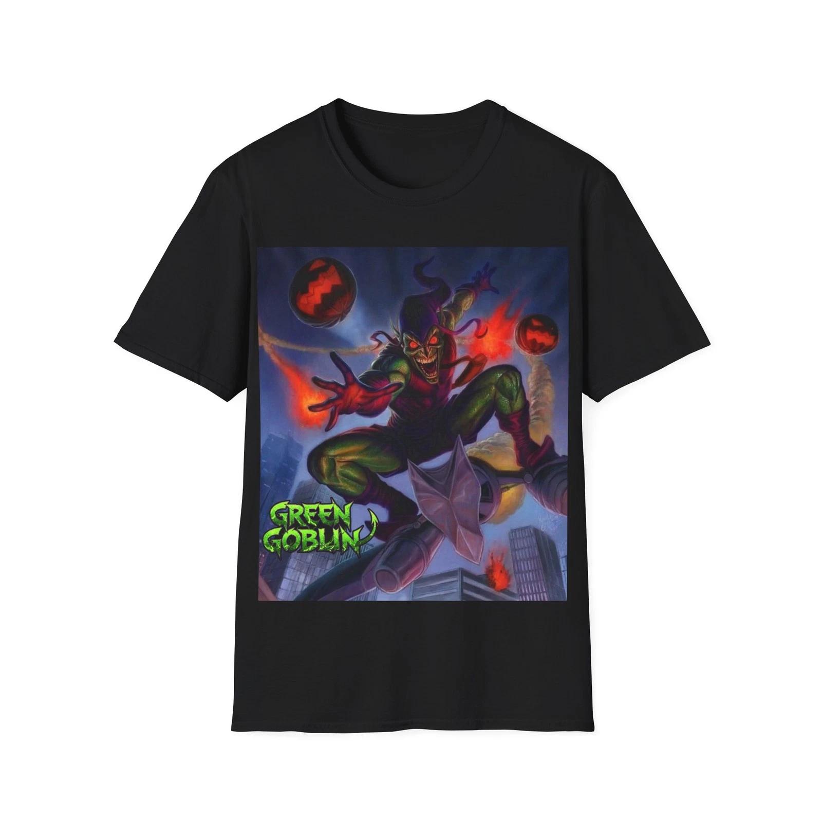 Evil Green Monster TShirt Men Dark Villain Graphic Tees Halloween Pumpkin Bomb Print Top Streetwear Hip Hop Casual Harajuku S