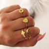 Jewelry Gold Set Red Dazzling Jewel Crescent Set Ring 4-Piece Set Women
