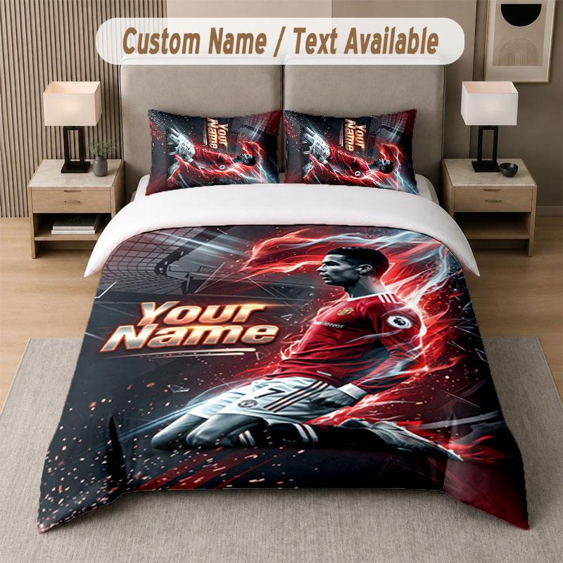 Custom Bedding Set Cristiano Ronaldo Pattern, Print Name Text 1 Duvet Cover Plus 2 Pillowcases Home Textile