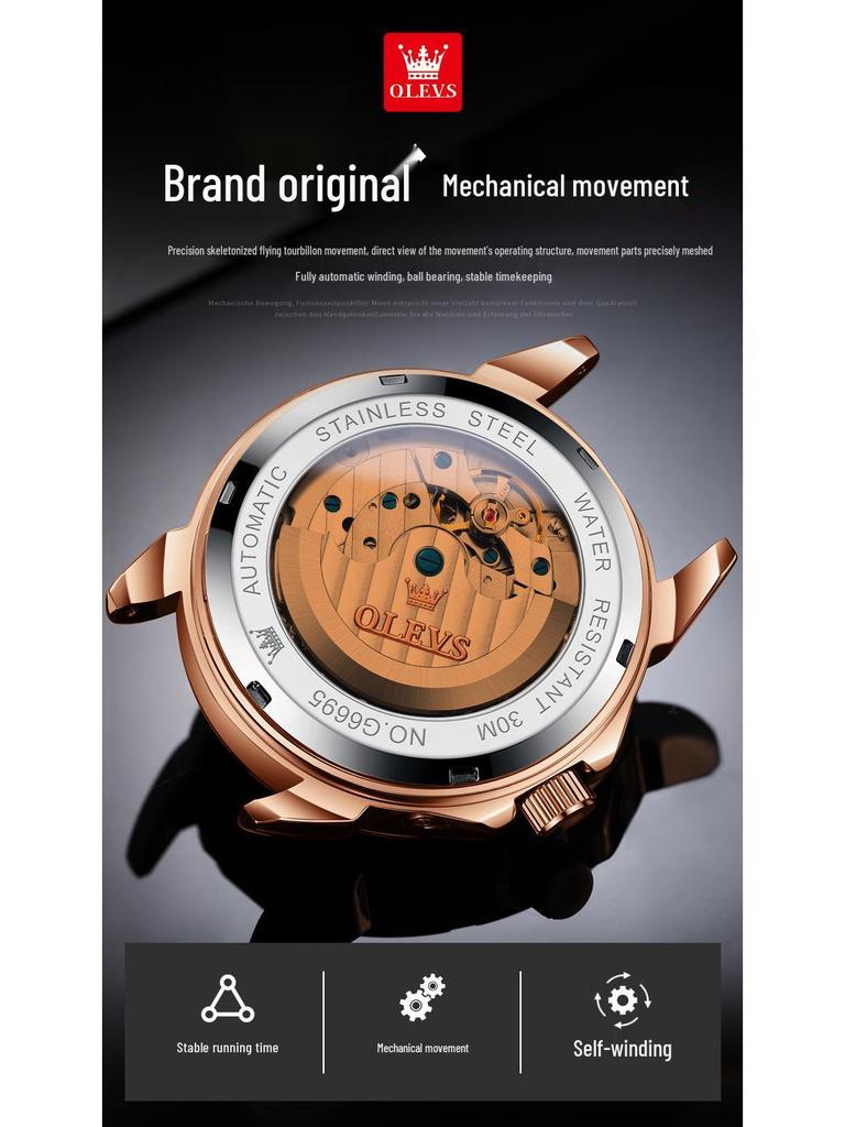 OLEVS Herren Multifunktions-Ewiger Kalender Mechanische Uhr