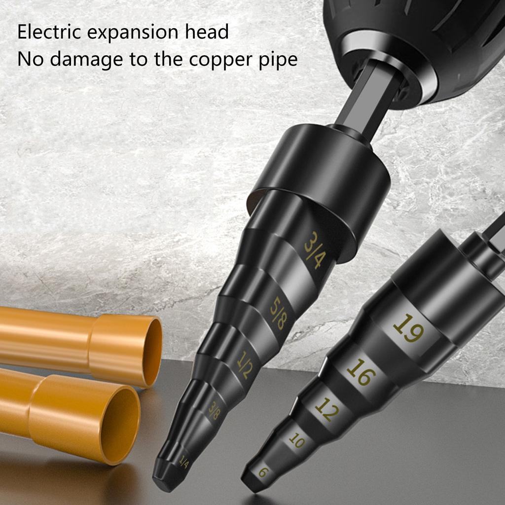 Pipe Stretcher Expander Tool 5 In 1 Flaring Kit for 6/9/12/16/19mm Tubes with Hexagonal Shank Suitable for Engineering