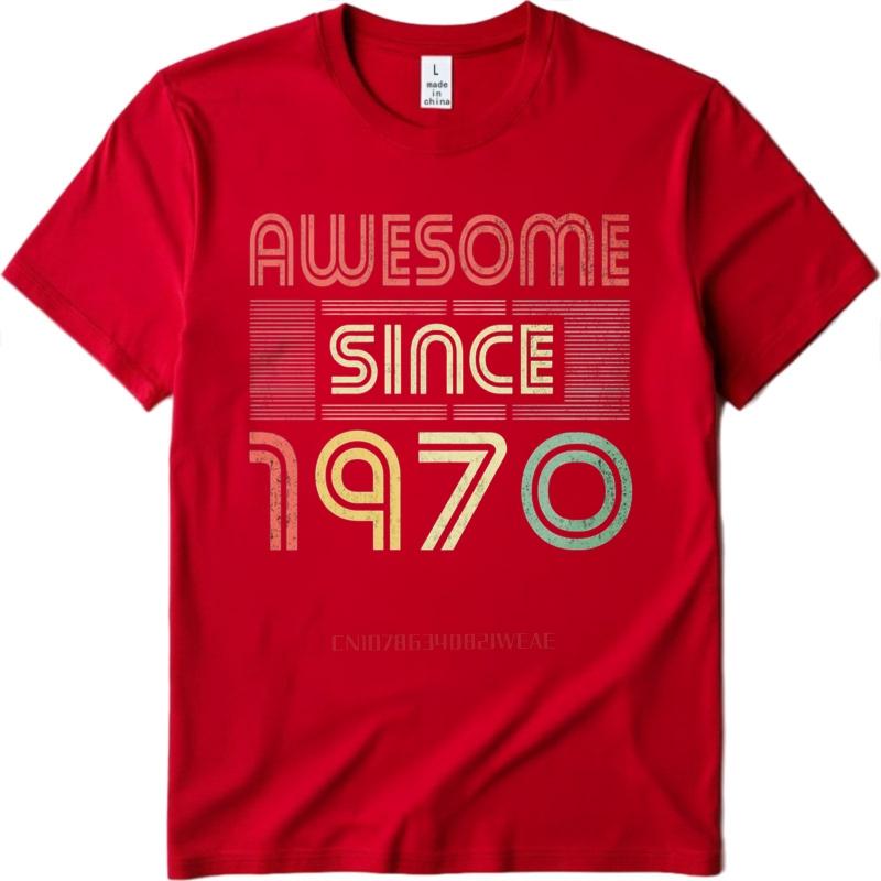 men brand tshirt Oversized summer Unisex tshirt Awesome Since 1970 Retro Design Short Sleeve Comfortable Crew Neck Teeshirt