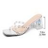 Fashion Elegant Pearl Transparent Heel Slippers Women Luxury Shiny Crystal High Heel Sandal Woman New Thick Sole Silver Slides Mujer