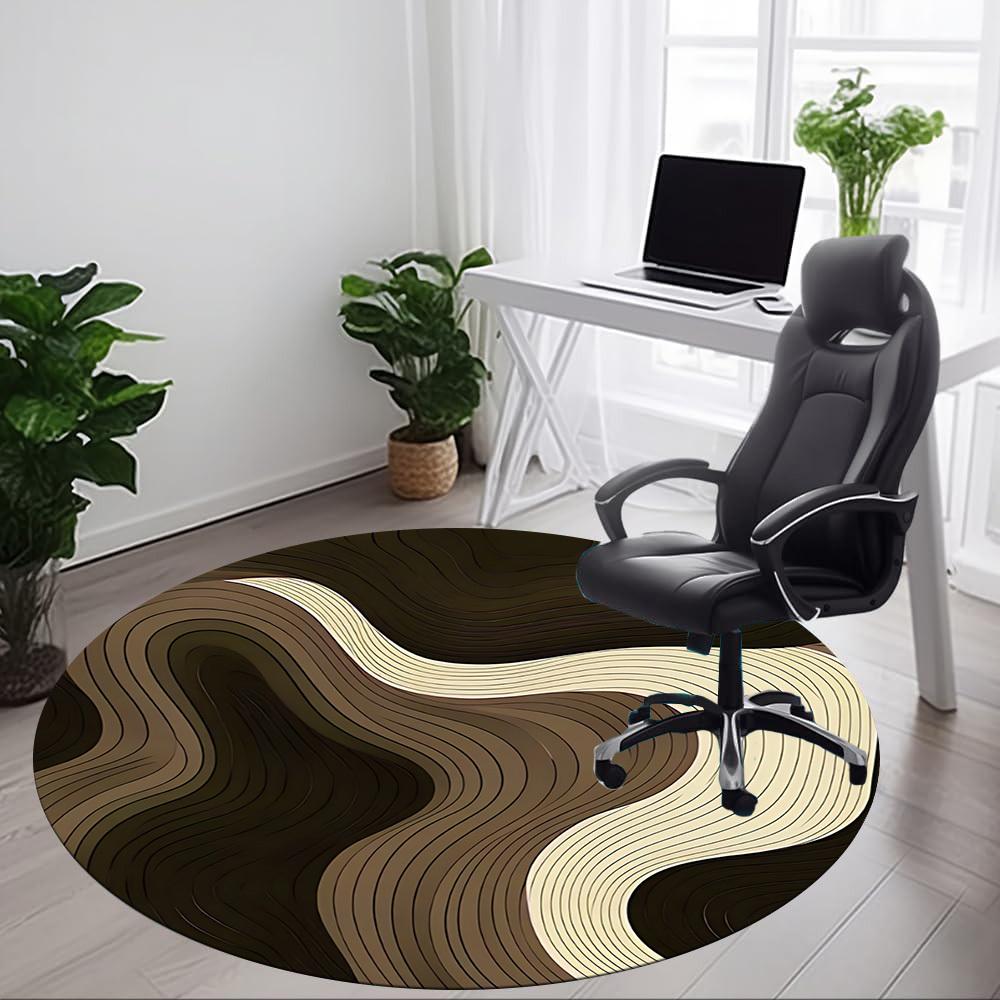 1pc Wave Form Office Round Area Rug, Indoor Mat Suitable For Office, Under Office Chairs Bedroom Living Room Home Decor, Room Deco