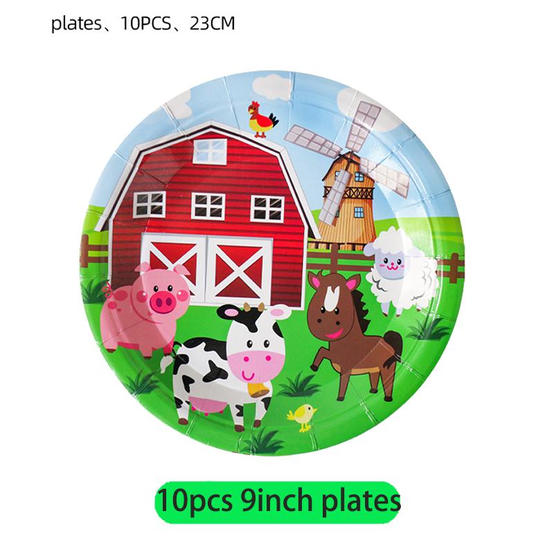 Farm Cartoon Animals Birthday Decoration Party Supplies Tableware Balloons Cup Plates Set Backdrop Banner Birthday Cake Deco Kit