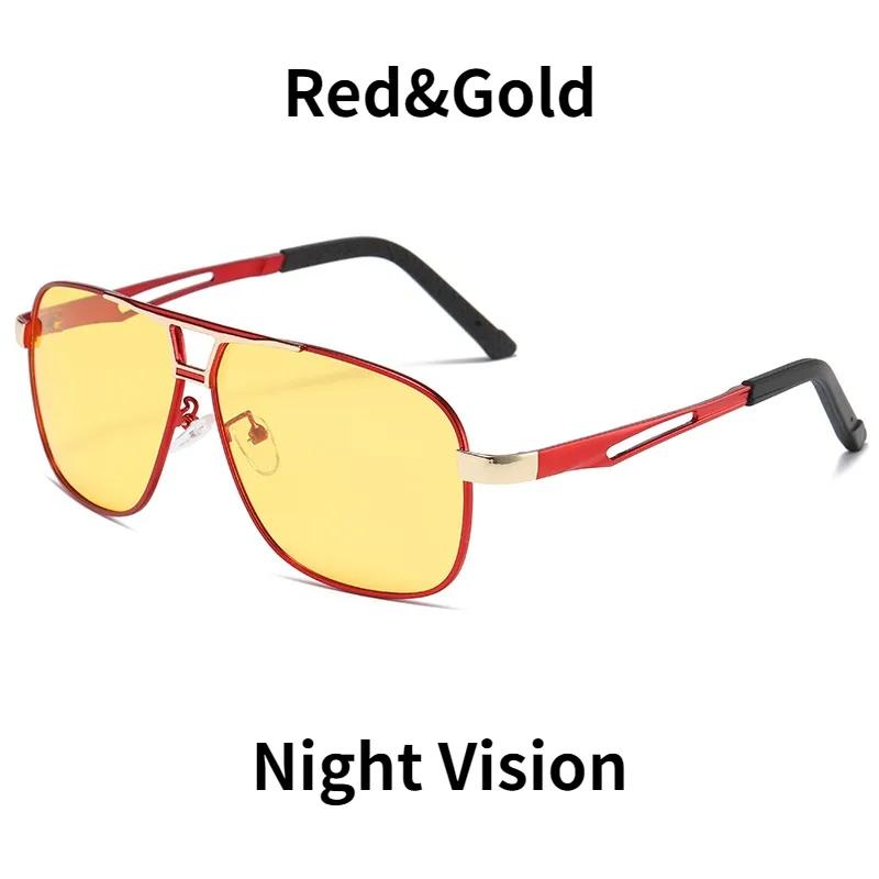 Night Vision Glasses Men Women Vintage Square Sunglasses Yellow Lens Anti-Glare Goggle Night Driving Sun Glasses UV400 Eyewear