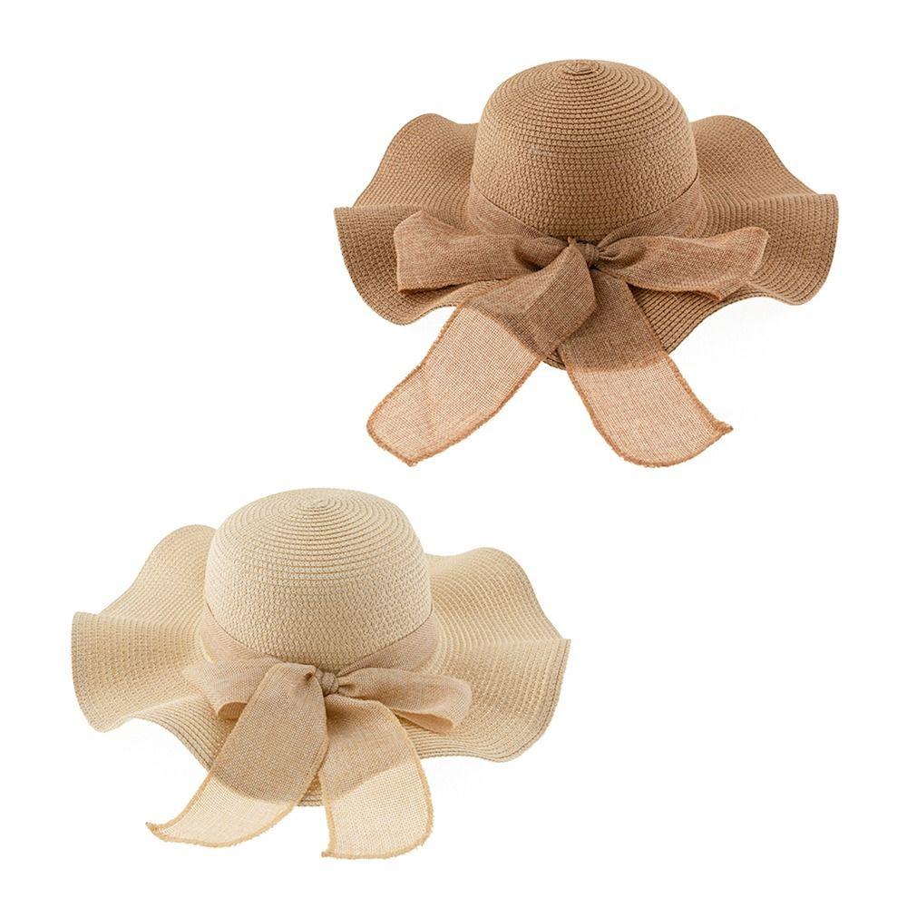 Wide Brim Travel Straw Hat Foldable Sun Visor Cap Casual Beach Hat