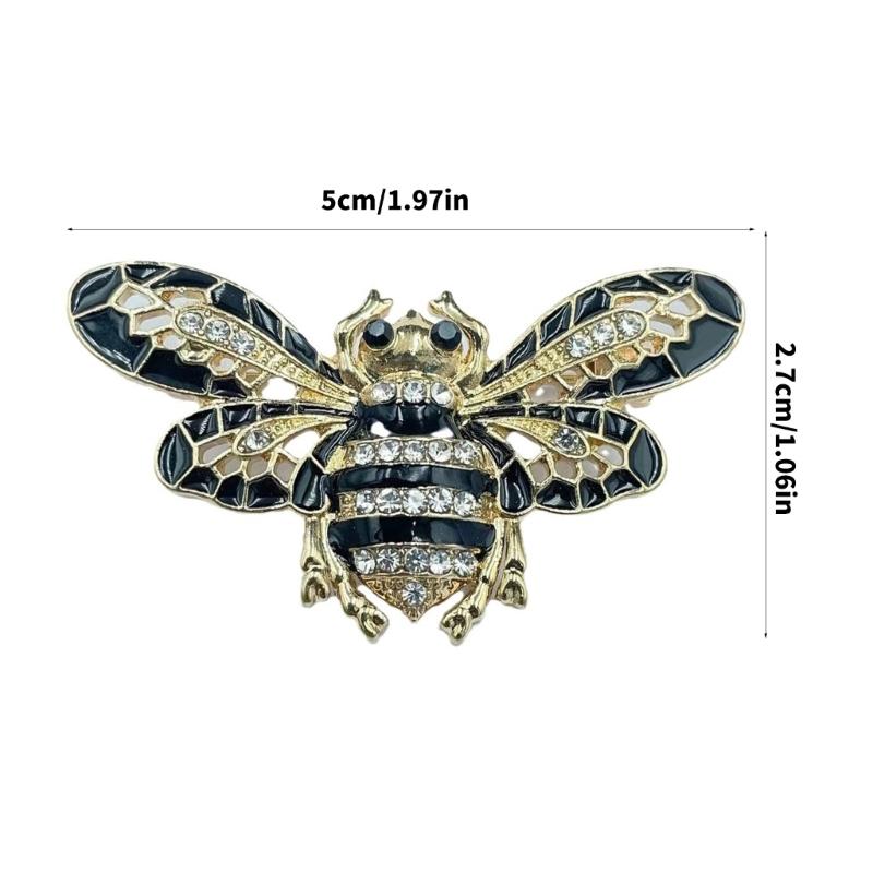 Fashionable Bees Shaped Enamel Pin Alloy Scarf Clip With Rhinestones Accessory for Formal Event and Daily Wear