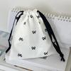 Diaper Pouch Canvas Bundle Pocket Portable Bow Printed Drawstring Storage Bag Medium Large Drawstring Hanging Bag Shopping