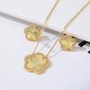 Top Quality Women Girls Five Leaf Flower Set Necklace Earrings Fashion Luxury Natural Stone Shell Set High Quality Zircon Gifts