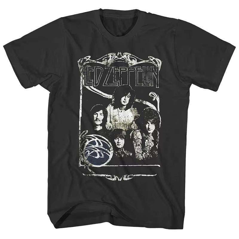 Band Photo Led Zeppelin Band TShirt Cotton Graphic Tee Men Women Summer Streetwear
