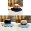 Retro Ethnic Style Sun Protection Fisherman Hat For Women Blue Color Block Wide Brim Hat Men Outdoor Hat